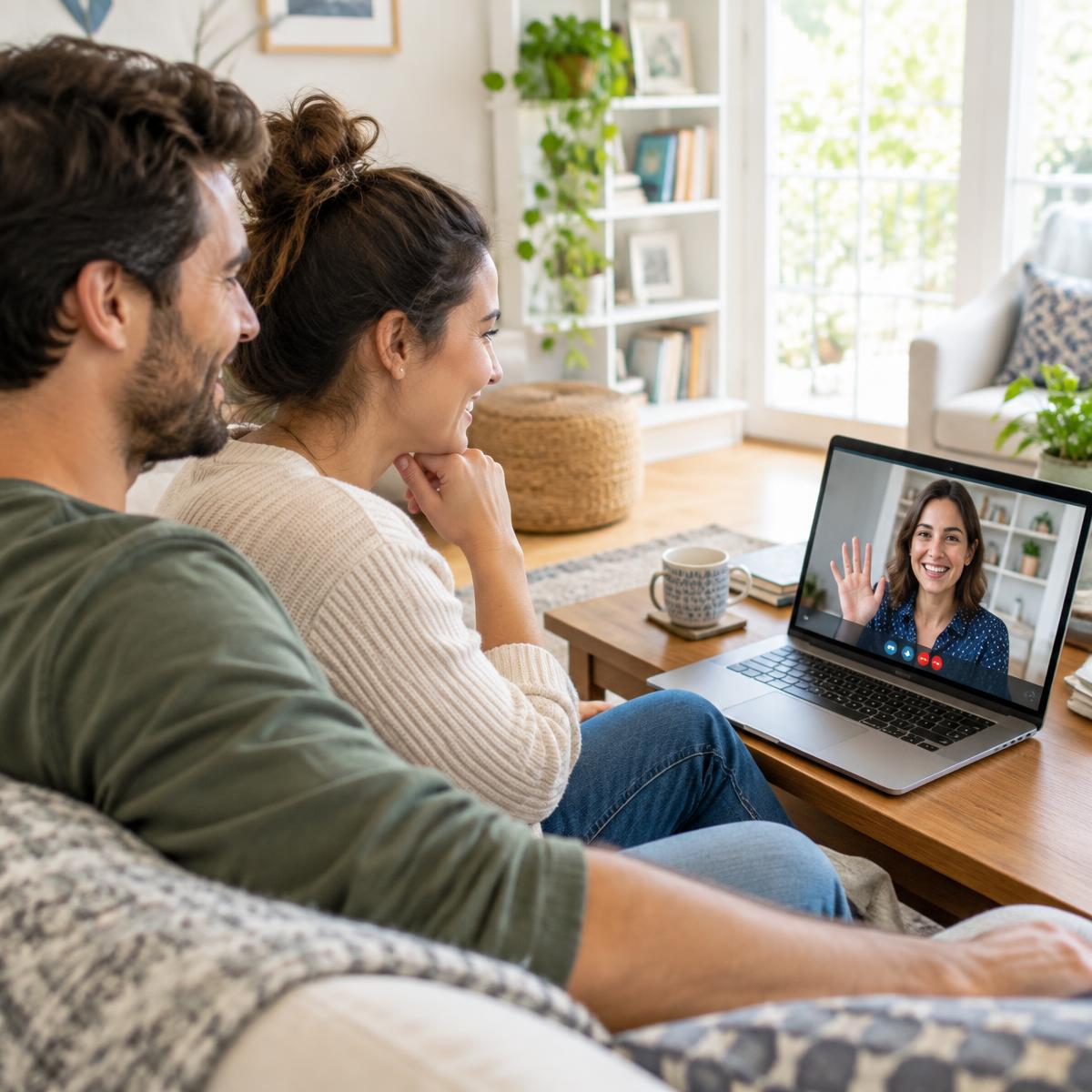 Couple meeting their donor over a video call
